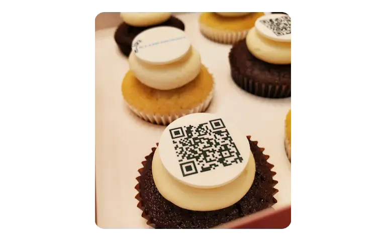 Custom branded cupcakes with Corporate QR code