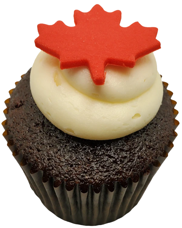 Toronto Cupcakes Canada Day - Red velvet with vanilla frosting and fondant maple leaf