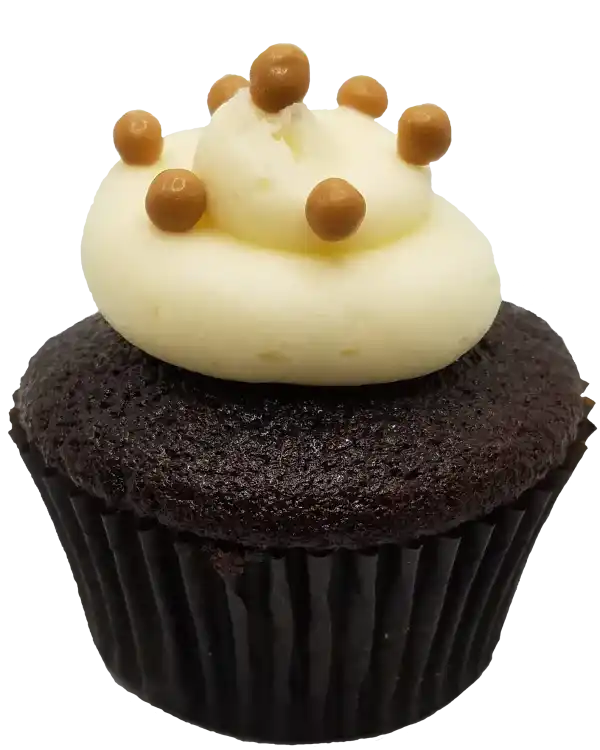 Toronto Cupcakes Chocolate Caramel cupcake with Dulce de leche filling and caramel crisp pearls