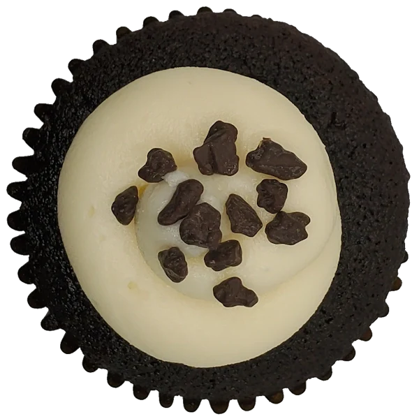 Top view of Chocolate Vanilla Chocolate Ganache cupcake